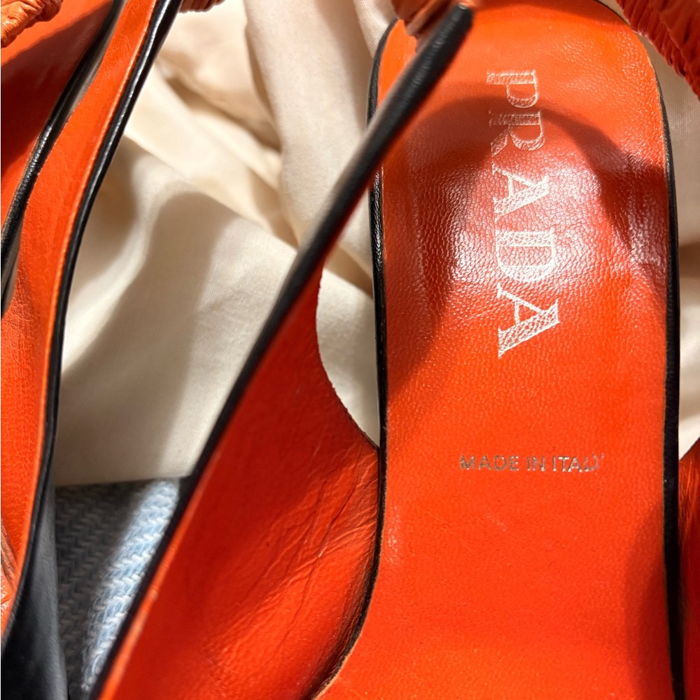 Prada Vibrant Orange Leather Footwear